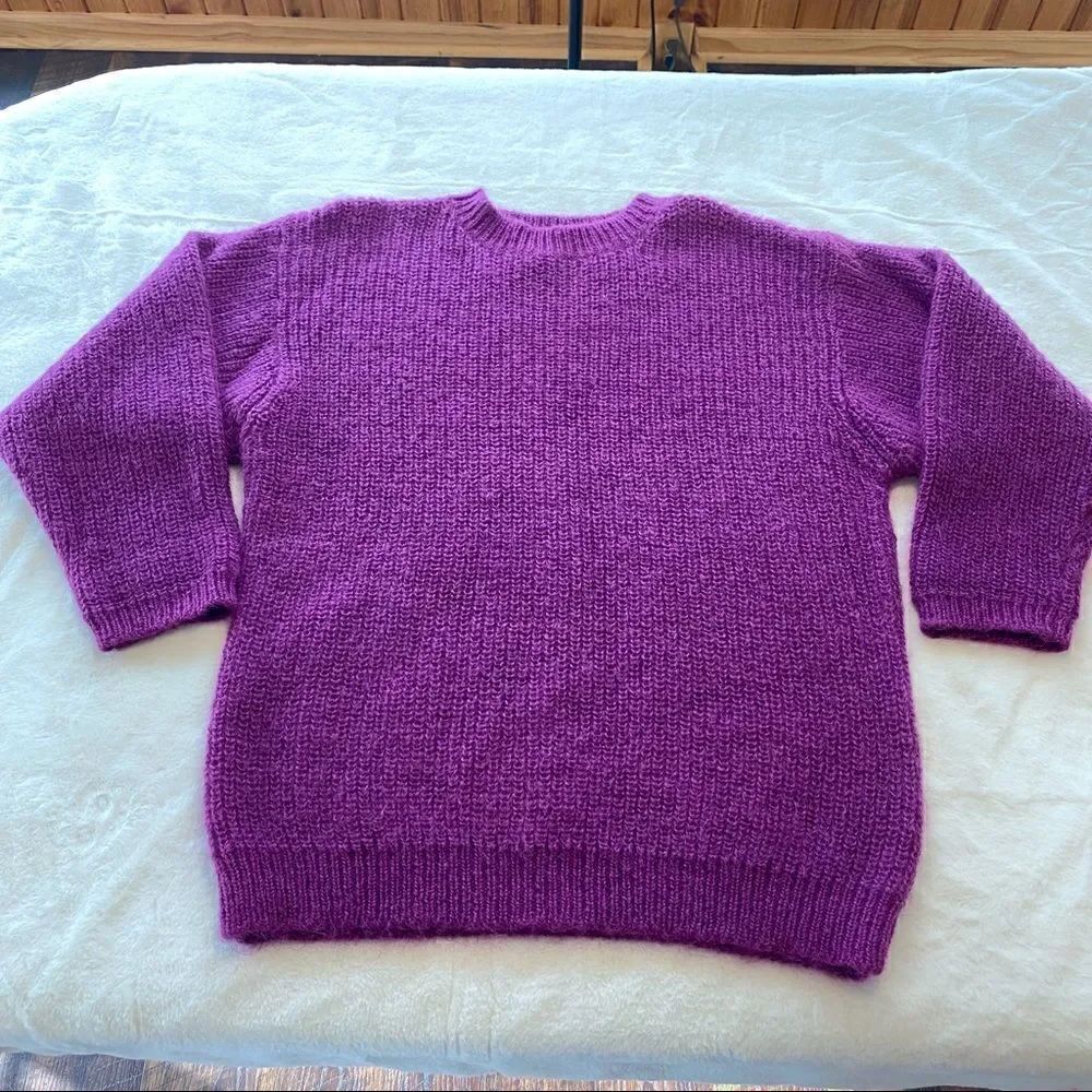 Andrea Jovine Purple Crew Neck Oversized Sweater Size Large